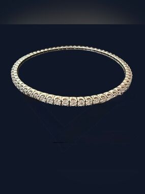 Vintage 925 Sterling Silver CZ Tennis Bangle (2.5" Diameter)